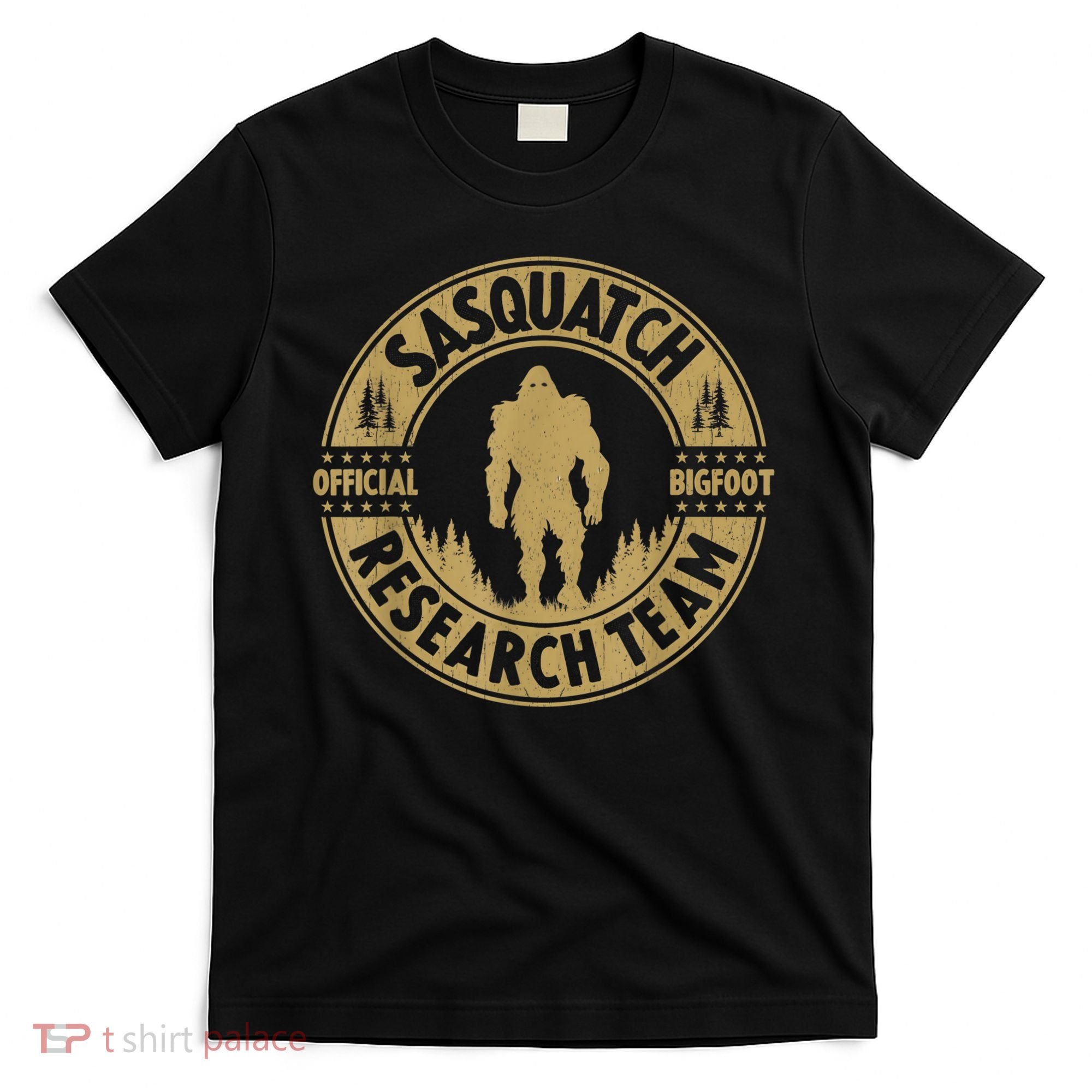 Bigfoot Research Team Retro Vintage Sasquatch And Trees 70s T-Shirt