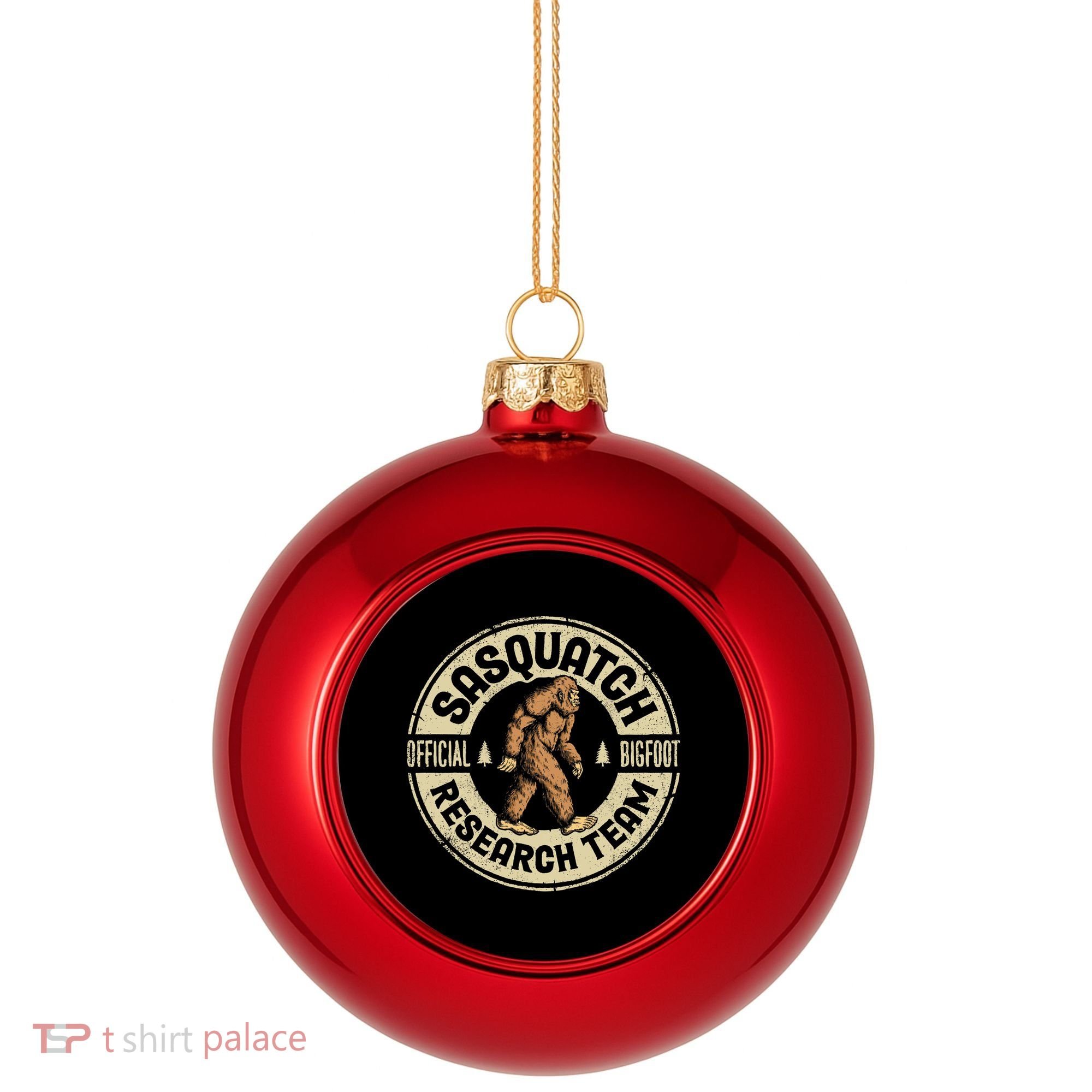 Bigfoot Research Team Sasquatch Plastic Christmas Ball Ornament