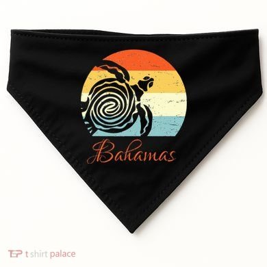 Bahamas Retro Throwback Sea Turtle Vacation USA-Made Doggie Bandana