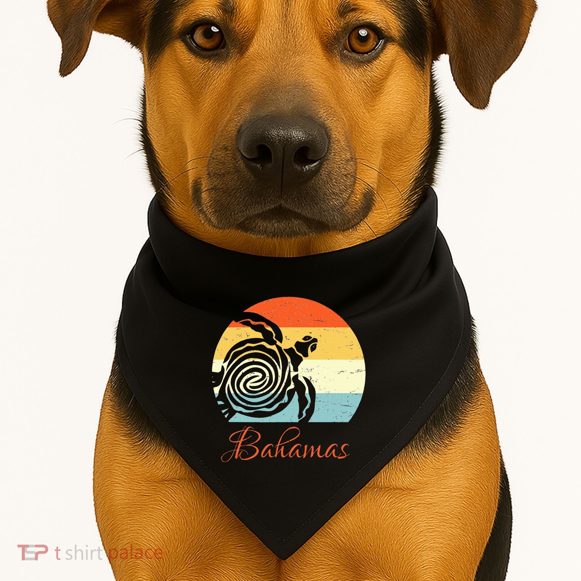 Bahamas Retro Throwback Sea Turtle Vacation USA-Made Doggie Bandana