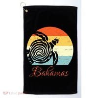 Bahamas Retro Throwback Sea Turtle Vacation Golf Towel thumb 0