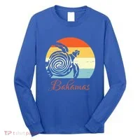Bahamas Retro Throwback Sea Turtle Vacation Long Sleeve Shirt thumb 0