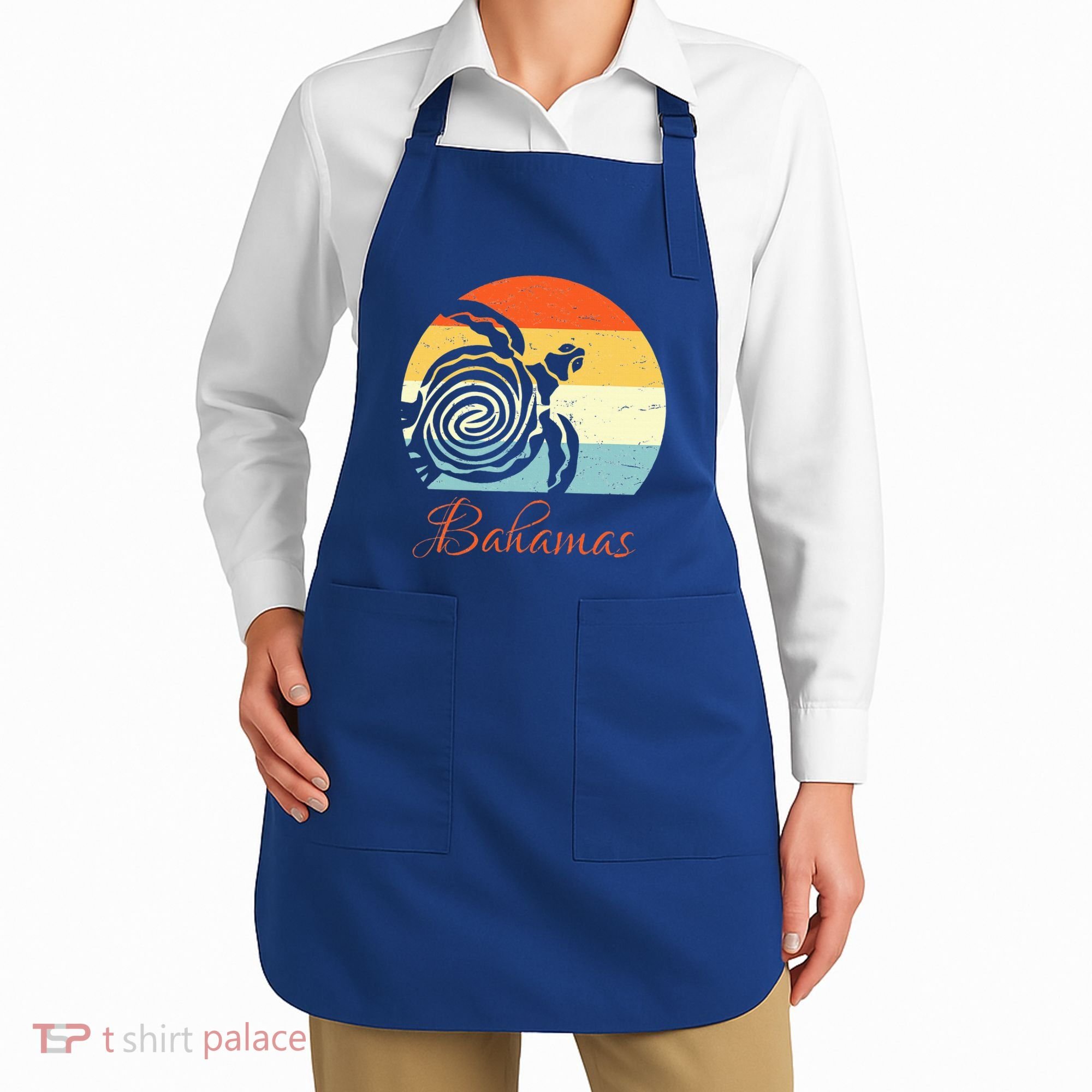 Bahamas Retro Throwback Sea Turtle Vacation Apron