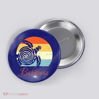 Bahamas Retro Throwback Sea Turtle Vacation Button