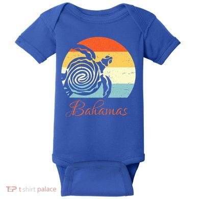 Bahamas Retro Throwback Sea Turtle Vacation Baby Bodysuit