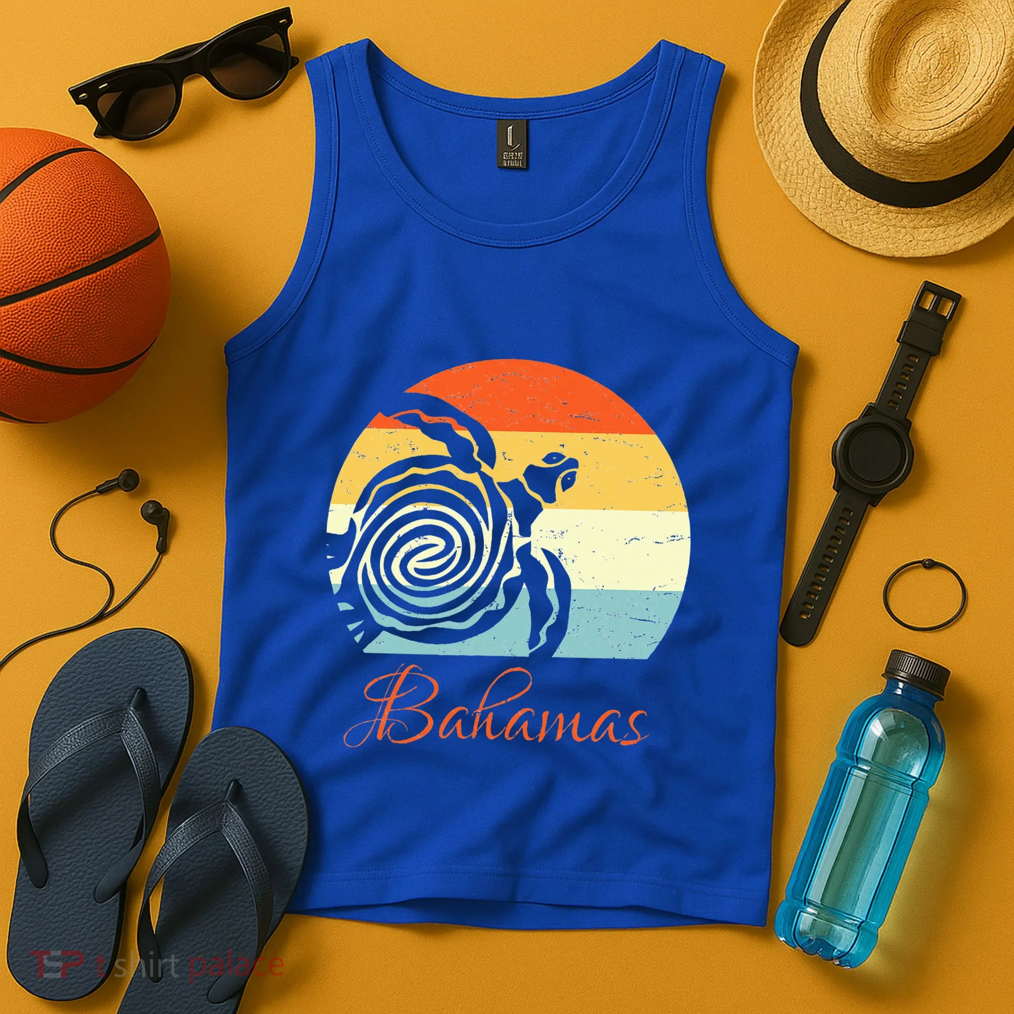 Bahamas Retro Throwback Sea Turtle Vacation Tank Top
