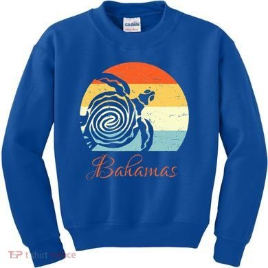 Bahamas Retro Throwback Sea Turtle Vacation Kids Sweatshirt