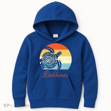 Bahamas Retro Throwback Sea Turtle Vacation Kids Hoodie