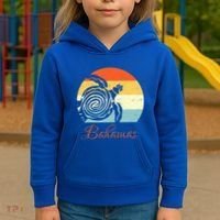 Bahamas Retro Throwback Sea Turtle Vacation Kids Hoodie thumb 3