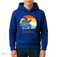 Bahamas Retro Throwback Sea Turtle Vacation Kids Hoodie thumb 4
