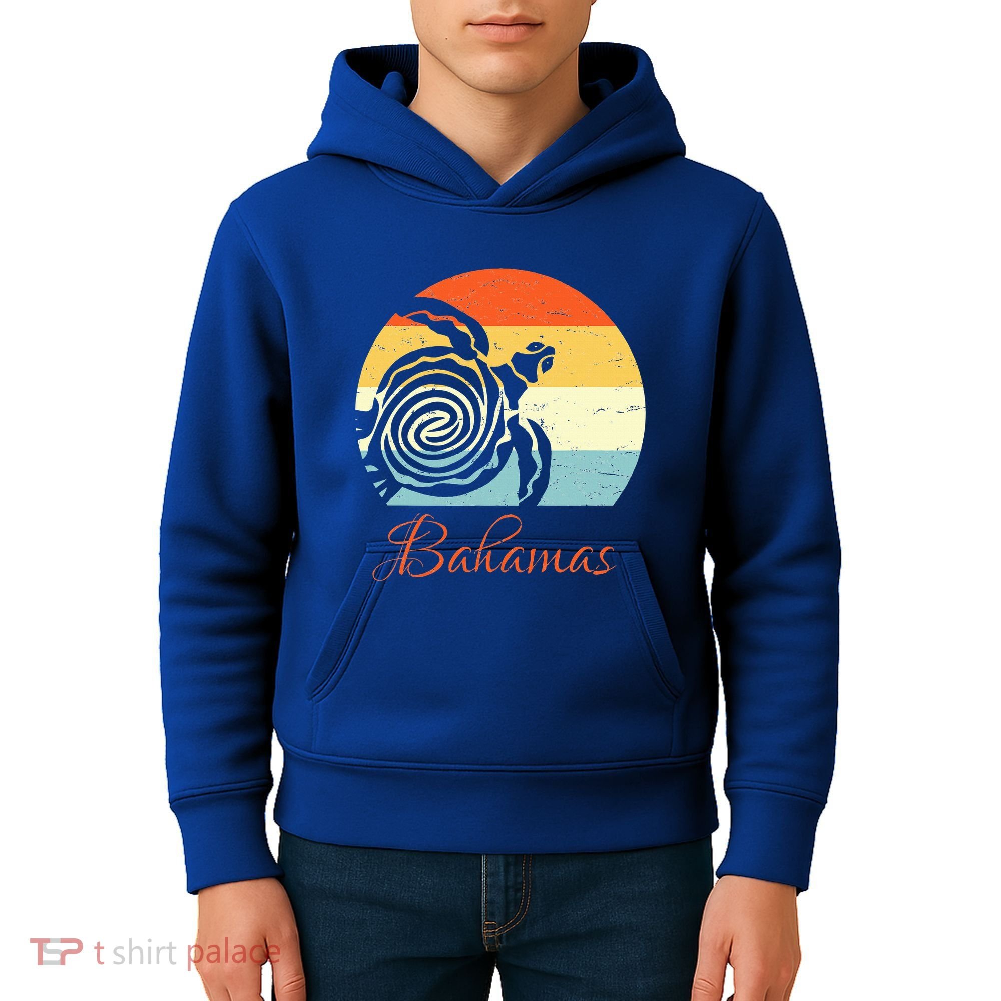 Bahamas Retro Throwback Sea Turtle Vacation Kids Hoodie