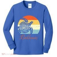 Bahamas Retro Throwback Sea Turtle Vacation Kids Long Sleeve Shirt thumb 0