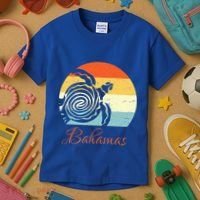 Bahamas Retro Throwback Sea Turtle Vacation Kids T-Shirt thumb 3