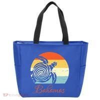 Bahamas Retro Throwback Sea Turtle Vacation Tote Bag thumb 0