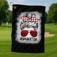 Bamanation Roll Tide Alabama All Y'all The Tide Is Crimson Golf Towel thumb 1