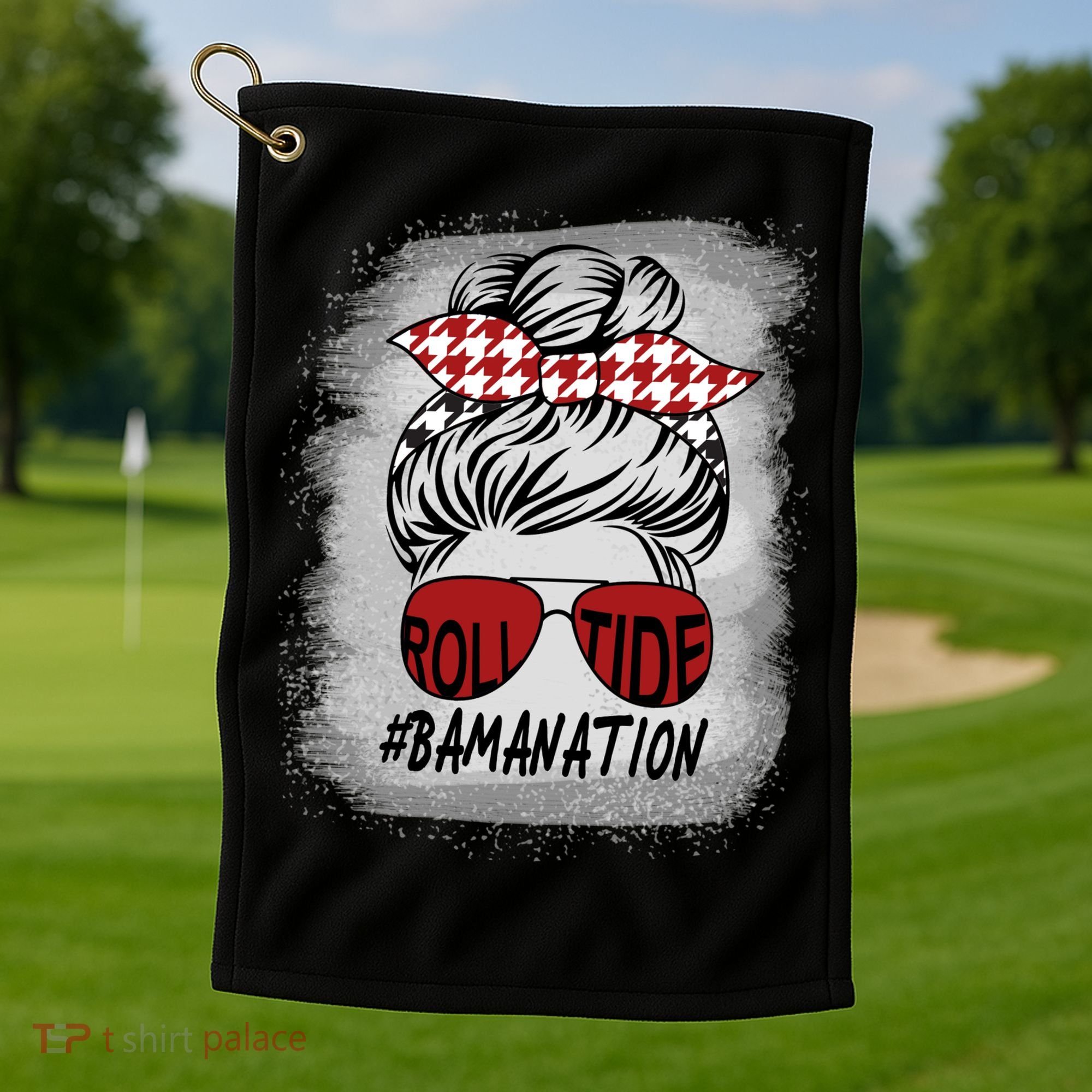 Bamanation Roll Tide Alabama All Y'all The Tide Is Crimson Golf Towel