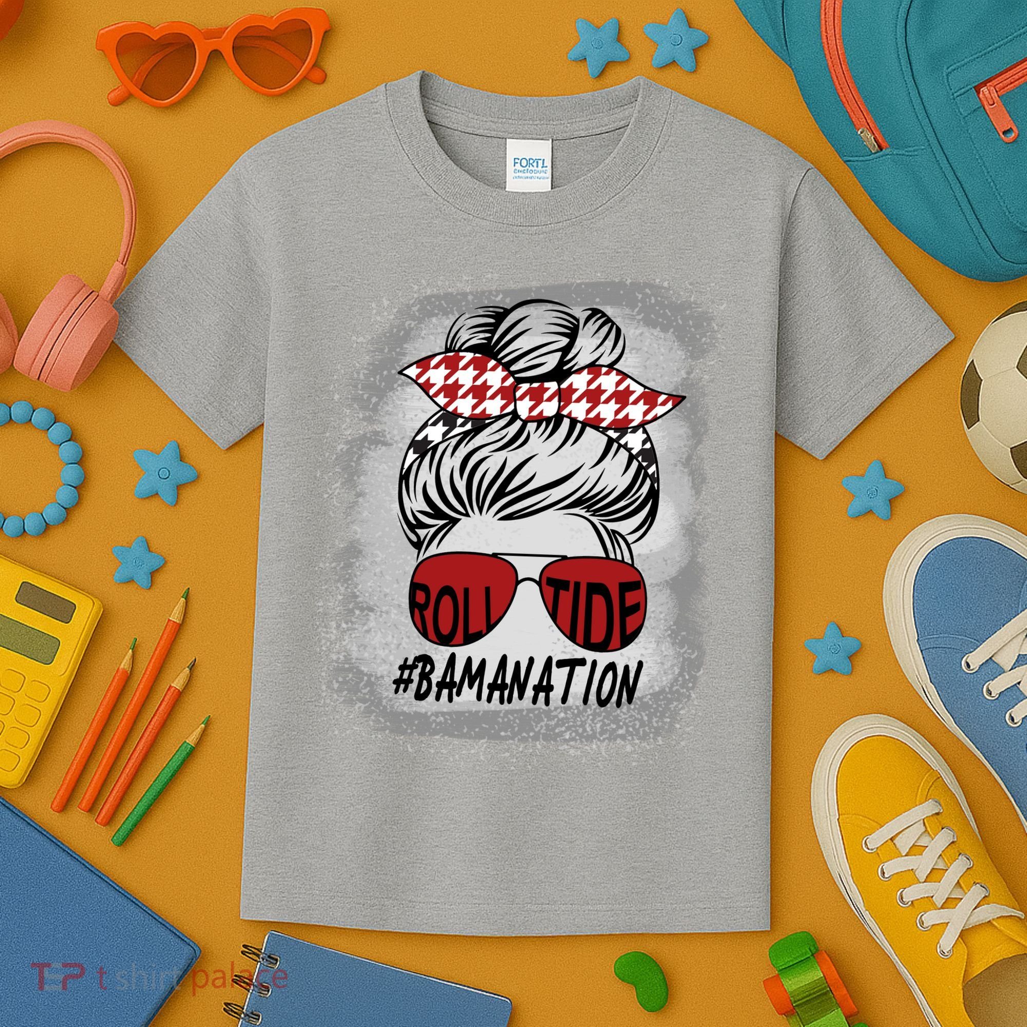 Bamanation Roll Tide Alabama All Y'all The Tide Is Crimson Kids T-Shirt