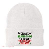 Being Related To Me Is Really The Only Gift You Need Funny Christmas Beanie thumb 0