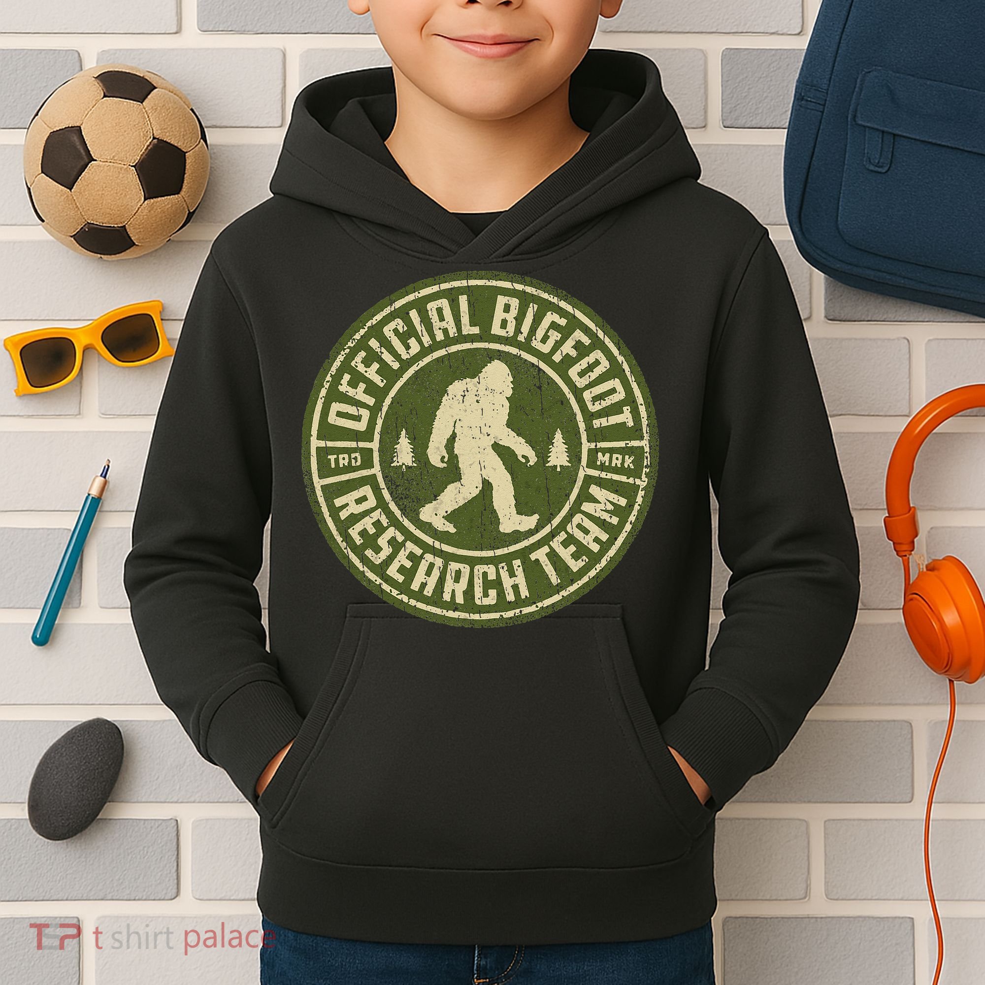 Bigfoot Research Team Retro Vintage Sasquatch Kids Hoodie