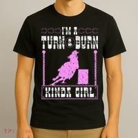Barrel Racing Turn And Burn Cowgirl Rodeo Horse Barrel Racer T-Shirt thumb 3