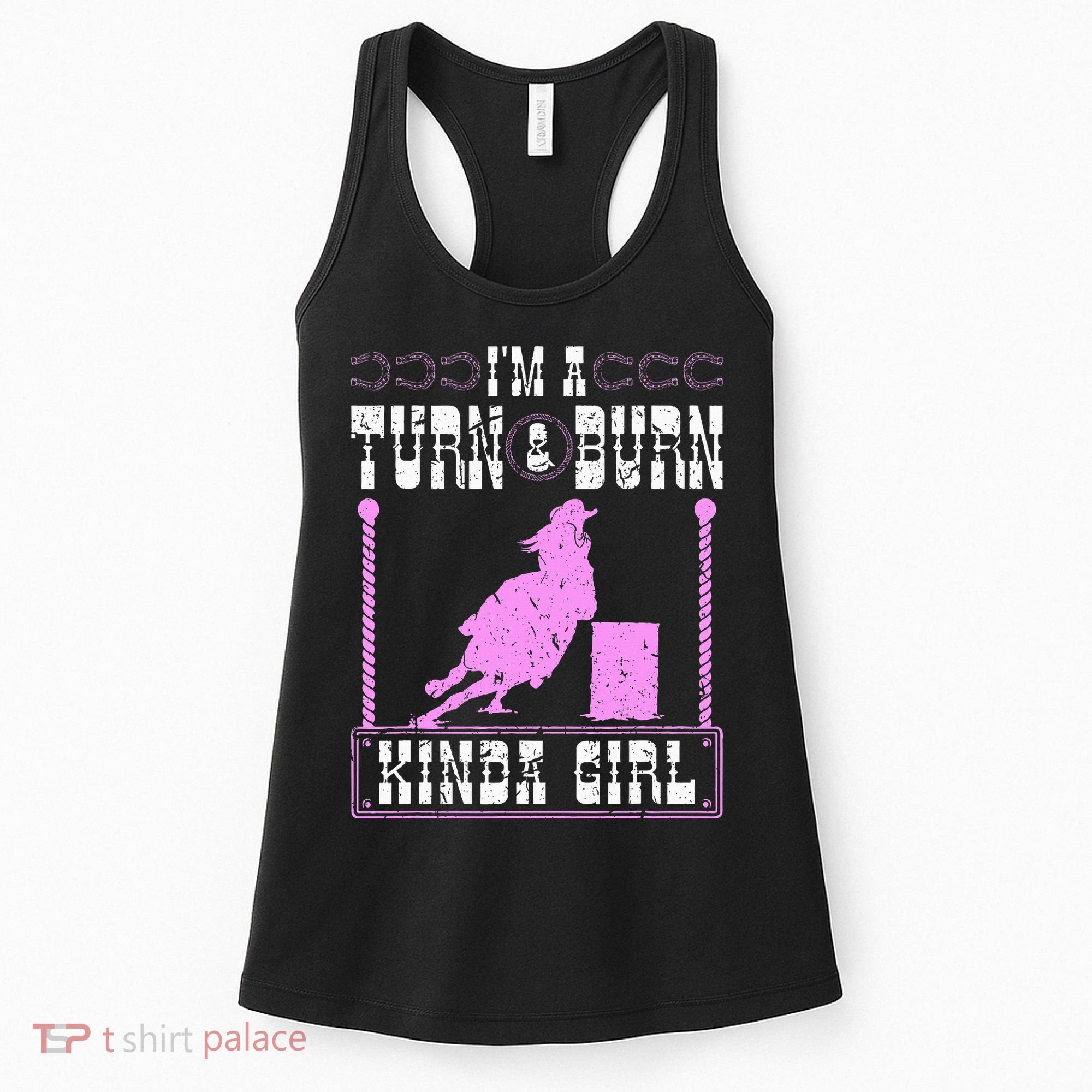 Barrel Racing Turn And Burn Cowgirl Rodeo Horse Barrel Racer Women's Tank Top