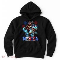 Bigfoot Riding Trex 4th Of July Merica Hoodie thumb 0