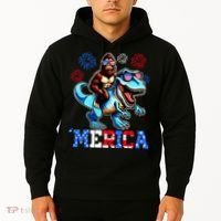 Bigfoot Riding Trex 4th Of July Merica Hoodie thumb 2