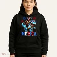 Bigfoot Riding Trex 4th Of July Merica Hoodie thumb 5