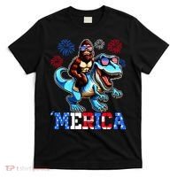 Bigfoot Riding Trex 4th Of July Merica T-Shirt thumb 0