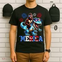 Bigfoot Riding Trex 4th Of July Merica T-Shirt thumb 6