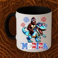 Bigfoot Riding Trex 4th Of July Merica Coffee Mug thumb 2