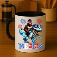 Bigfoot Riding Trex 4th Of July Merica Coffee Mug thumb 4