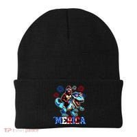 Bigfoot Riding Trex 4th Of July Merica Beanie thumb 0