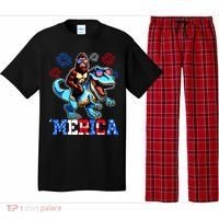 Bigfoot Riding Trex 4th Of July Merica Pajama Set thumb 0