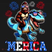 Bigfoot Riding Trex 4th Of July Merica Women's Hoodie thumb 2