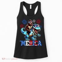 Bigfoot Riding Trex 4th Of July Merica Women's Tank Top thumb 0