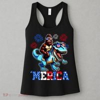 Bigfoot Riding Trex 4th Of July Merica Women's Tank Top thumb 3