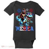 Bigfoot Riding Trex 4th Of July Merica Baby Bodysuit thumb 0