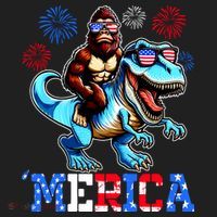 Bigfoot Riding Trex 4th Of July Merica Hat thumb 2
