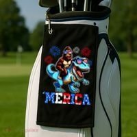 Bigfoot Riding Trex 4th Of July Merica Golf Towel thumb 2