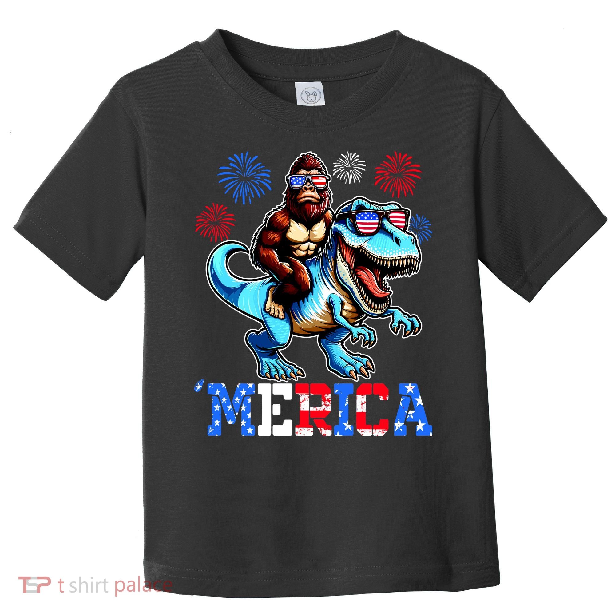 Bigfoot Riding Trex 4th Of July Merica Toddler T-Shirt