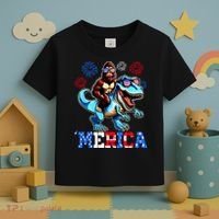 Bigfoot Riding Trex 4th Of July Merica Toddler T-Shirt thumb 3