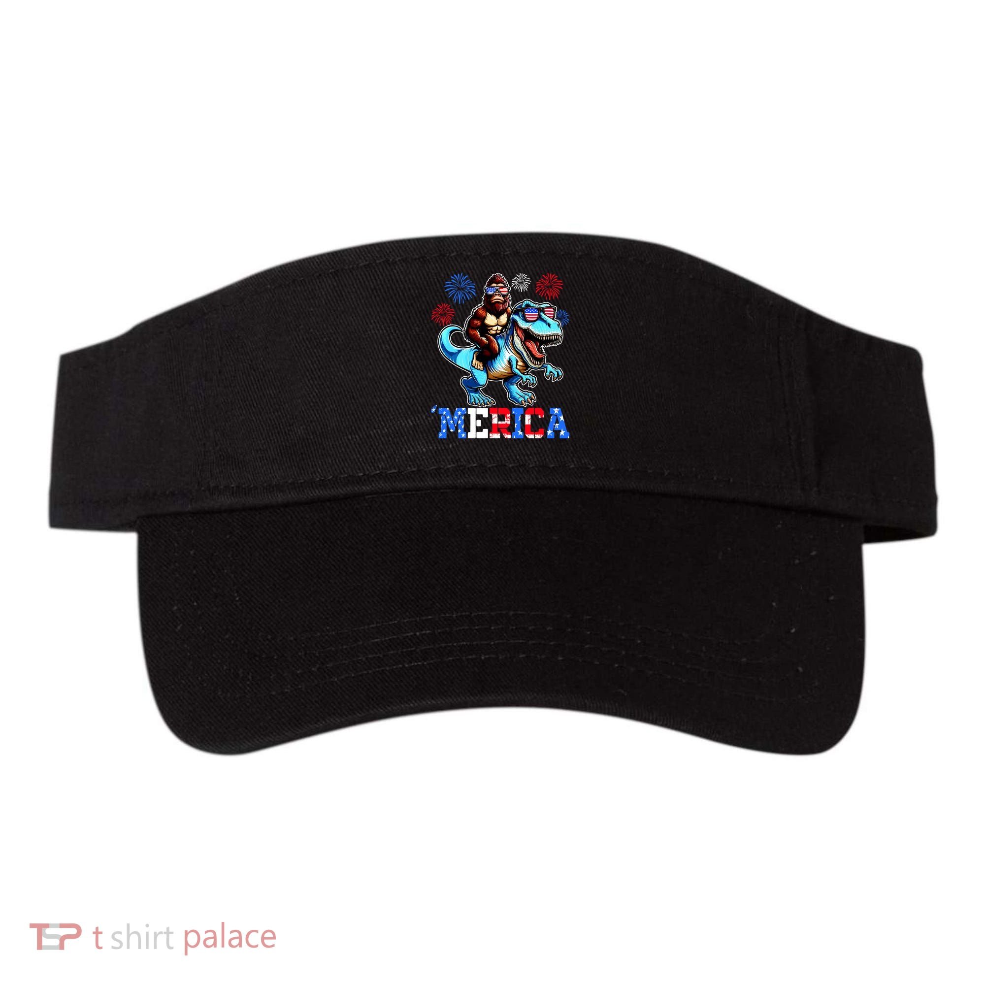 Bigfoot Riding Trex 4th Of July Merica Visor