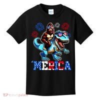 Bigfoot Riding Trex 4th Of July Merica Kids T-Shirt thumb 0