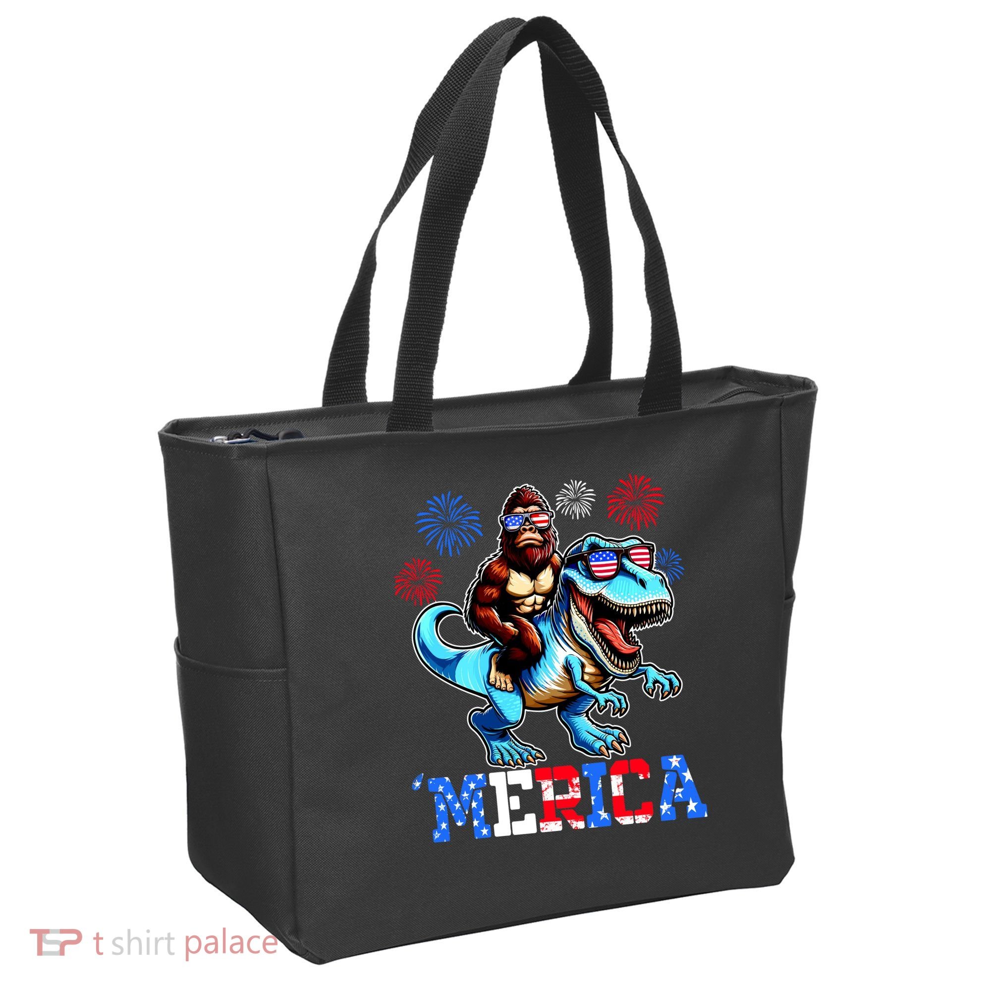 Bigfoot Riding Trex 4th Of July Merica Tote Bag