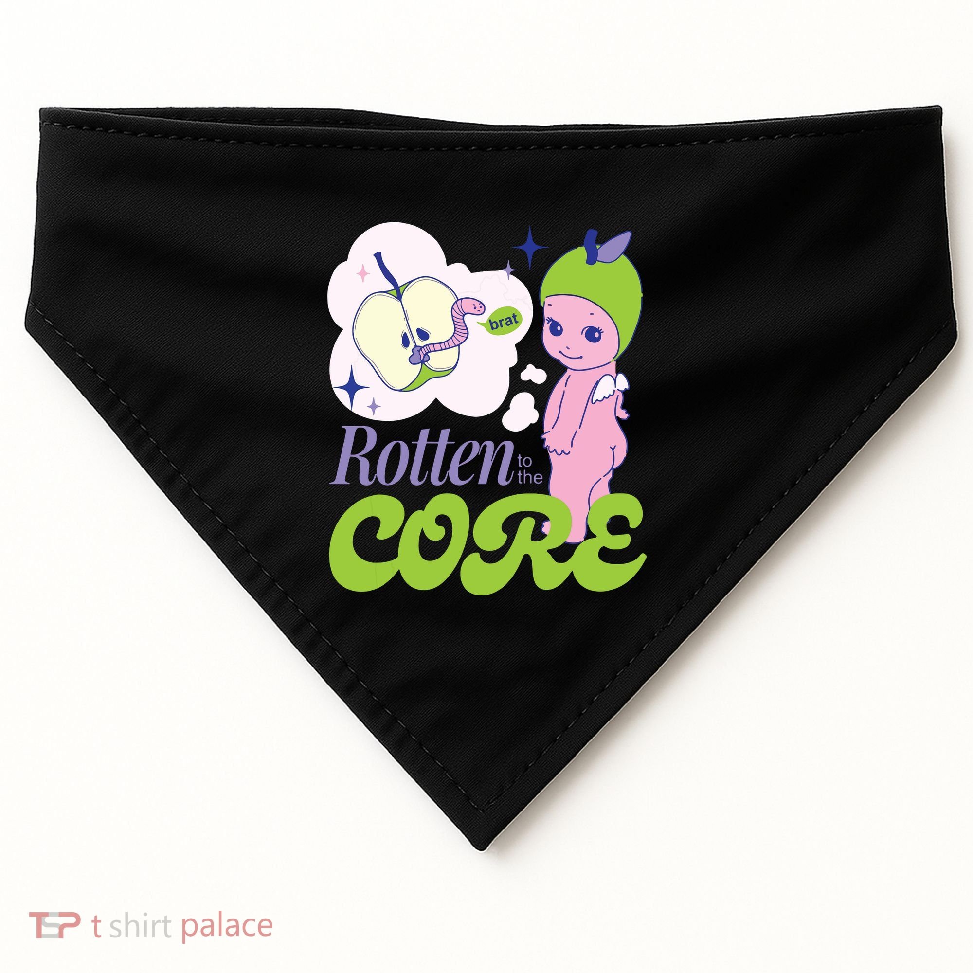 Brat Rotten To The Core Bad Apple Funny Retro USA-Made Doggie Bandana