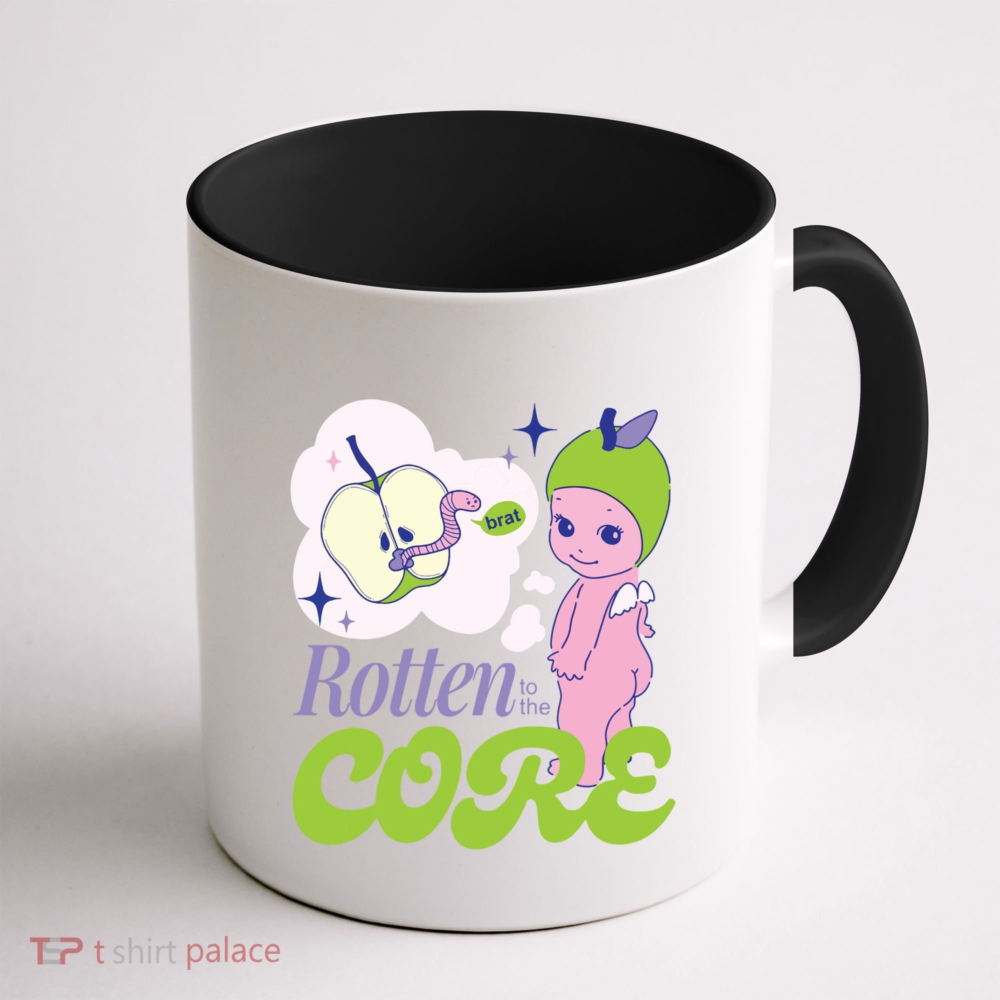 Brat Rotten To The Core Bad Apple Funny Retro Coffee Mug