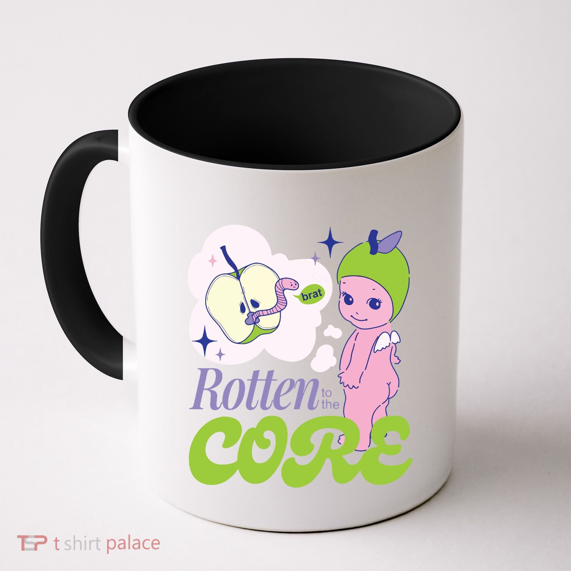 Brat Rotten To The Core Bad Apple Funny Retro Coffee Mug