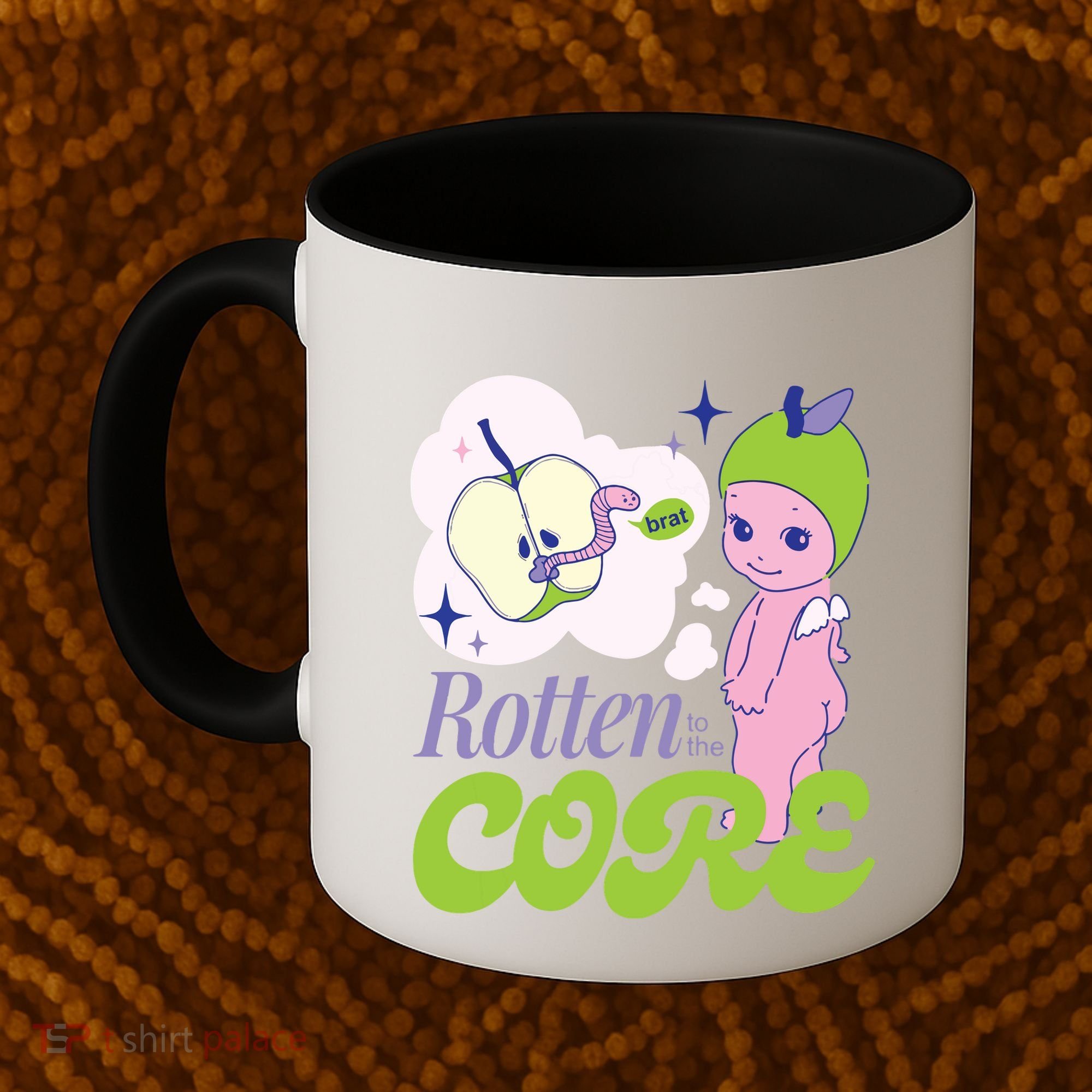 Brat Rotten To The Core Bad Apple Funny Retro Coffee Mug