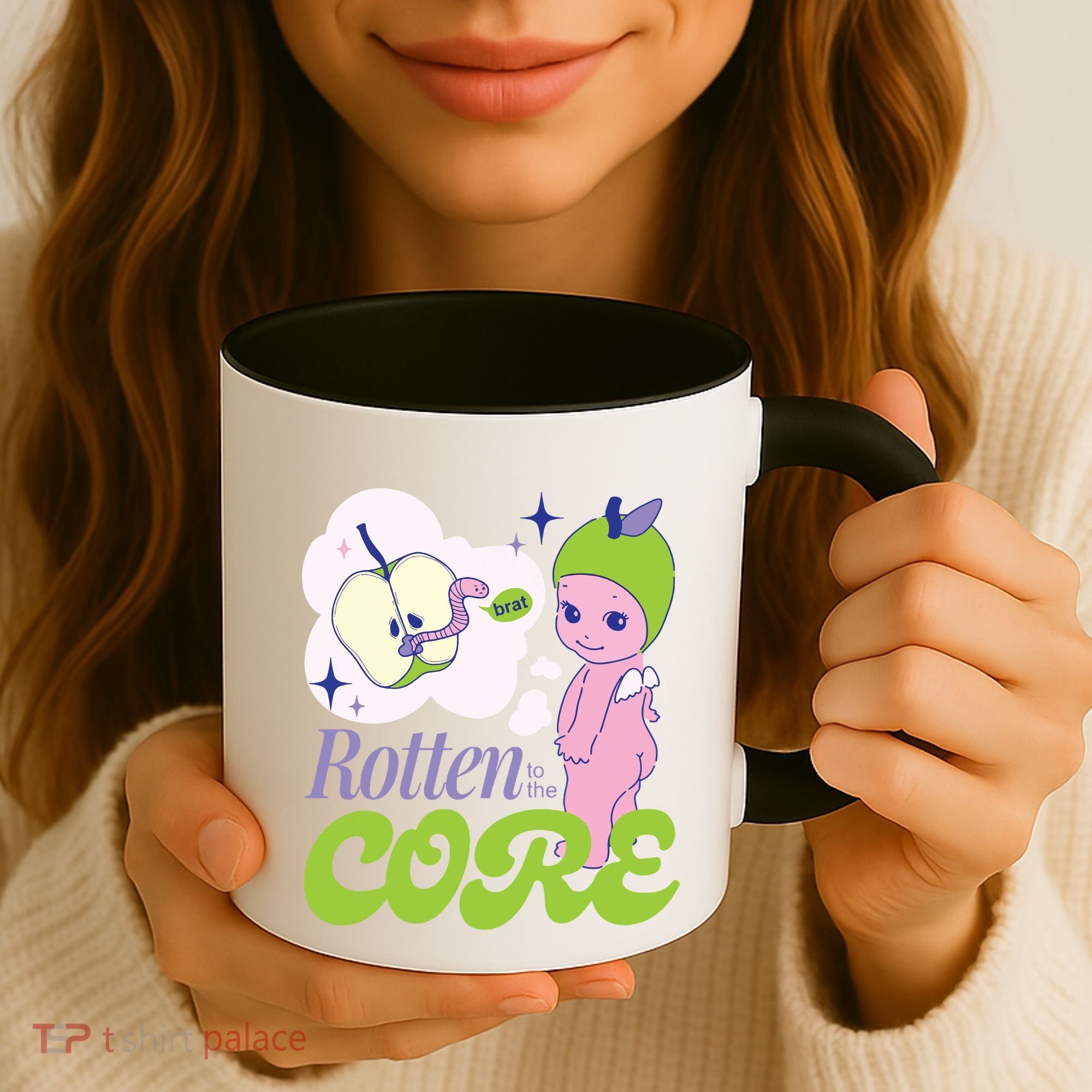 Brat Rotten To The Core Bad Apple Funny Retro Coffee Mug